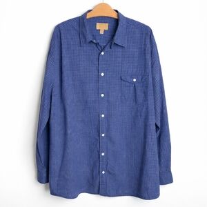 Foundry Supply Blue Check Button Down Shirt 3XLT Big & Tall Cotton Long Sleeve